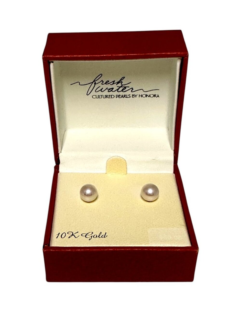 Honora Freshwater Pearl Stud Earrings 10K Yellow Gold 7.5 mm NWT Box